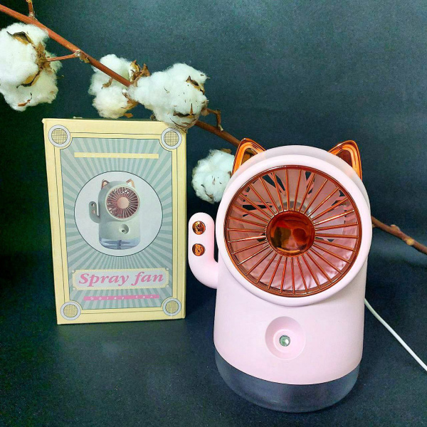 Настольный мини-вентилятор «Кошка» SPRAY FAN FY-80 (увлажнение и охлаждение, 3 режима обдува, USB)